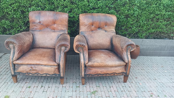 Image 1 of Set di 2 poltrone e sedili da club antichi