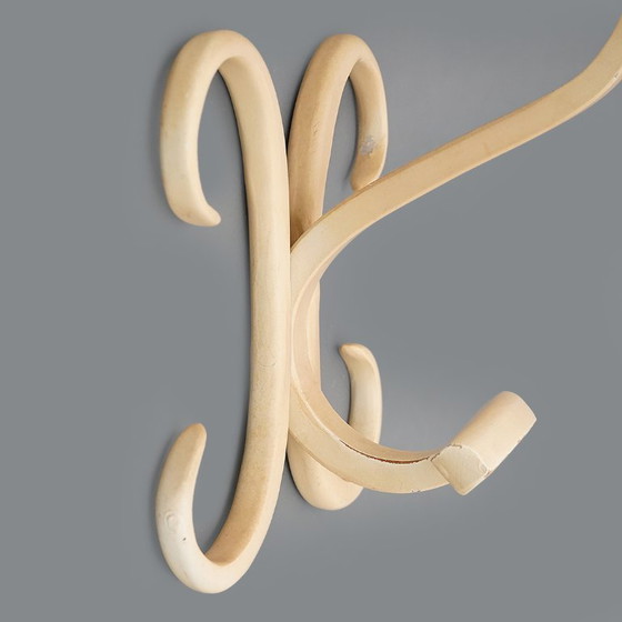 Image 1 of White curved wood coat hook, 1960s