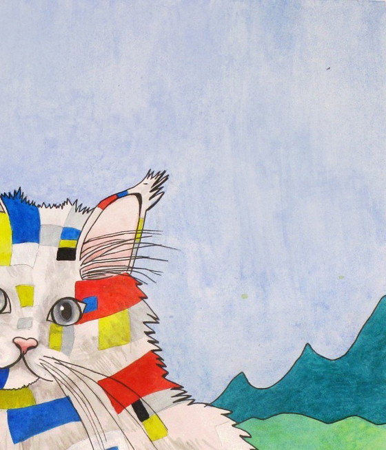 Image 1 of The 'Mondriaan' Cat (hand-painted)