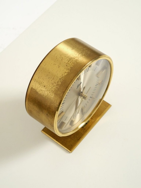 Zeldzame originele ronde messing tafelklok uit de jaren 60 van Schatz Duitsland – Klokken, Brass (photo 8 of 20)