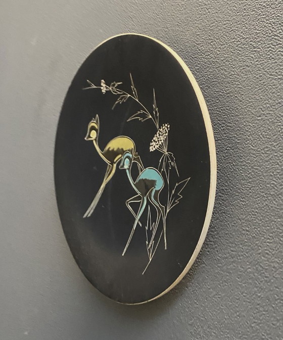Image 1 of Piatto da parete in ceramica Ruscha con motivo cervo, anni '60