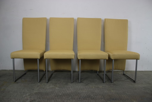 4X Garnitur Rolf Benz Modell 7400 Stühle Gelb Ripp Stoff Neub.