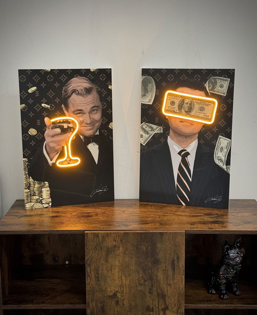 Lámpara LED de pared PopArt amarilla con diseño de dinero de LedMansion