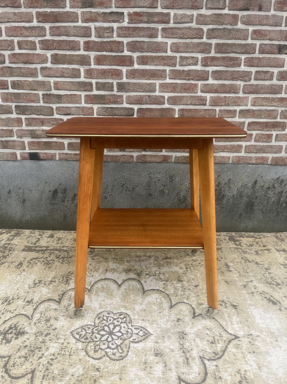 Image 1 of Vintage Danish teak, side table trolley, side table, beautiful tall trolley table