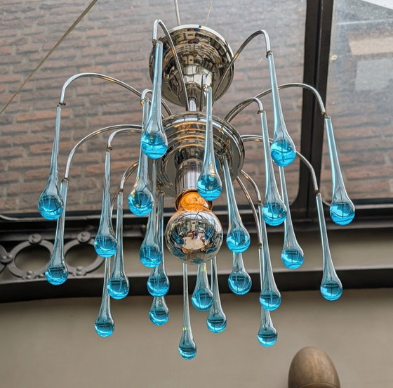 Murano Lighting Paolo Venini 60's, Chrome, Murano Glass, Blue (photo 2 of 6)