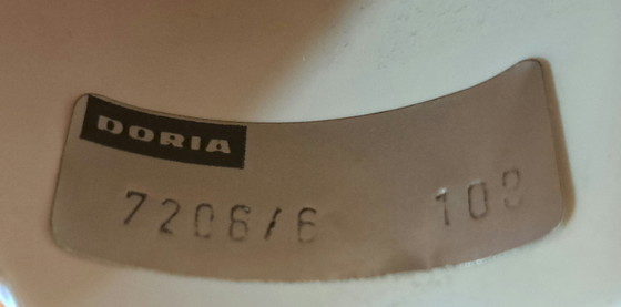 Image 1 of 🟡 Doria Pendant Lamp 1970 – Oval Structured Glass Ø40 cm – Brass – Mid Century Vintage