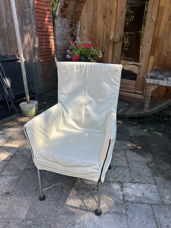 6 Montis Chaplin Stoelen. Wit Leer Goede Staat – Fauteuils, Leather, Metal (photo 3 of 6)