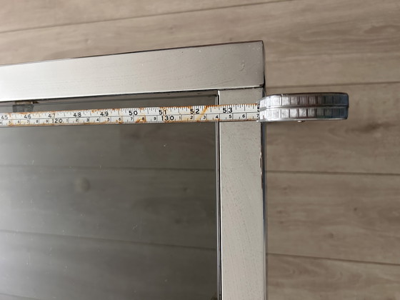 Image 1 of Rare Vintage IKEA 'Tord Björklund' Rectangular Coffee Table 1980s – Square Chrome & Grey Smoked Glass