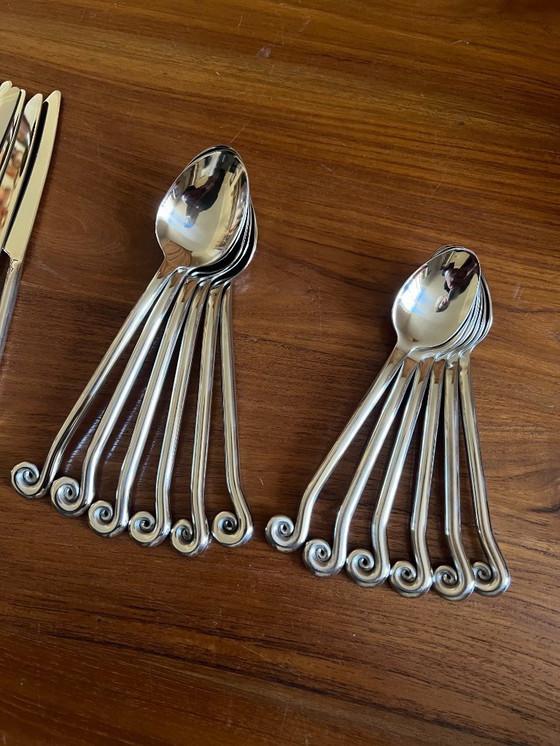 Image 1 of Juego de cubiertos de acero inoxidable de 30 piezas - diseño en espiral/remolino - vajilla original