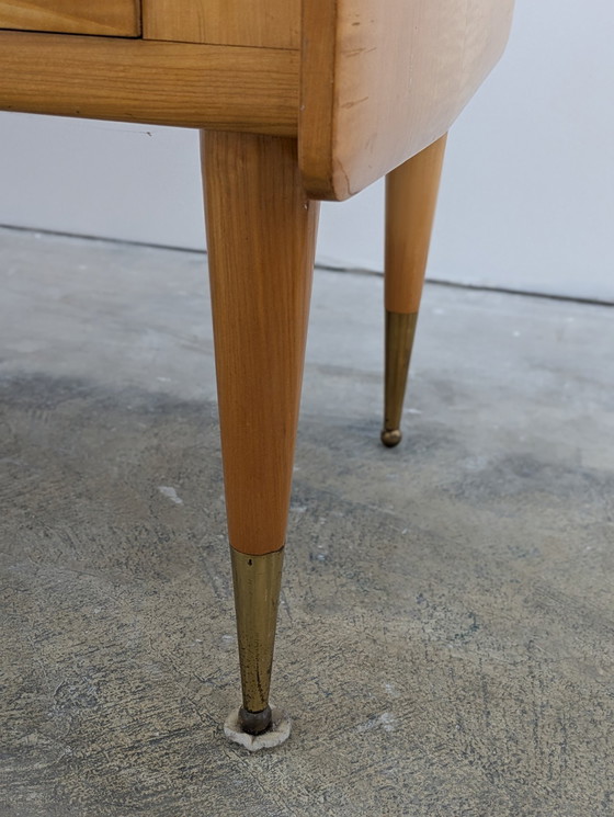 Image 1 of Commode - Laiton, verre, bois - Commode et table de chevet