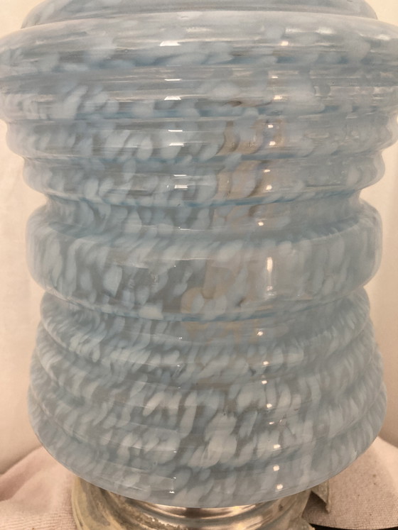 Image 1 of Vintage 1960s Clichy Blue Glass Table or Hanging Lamp