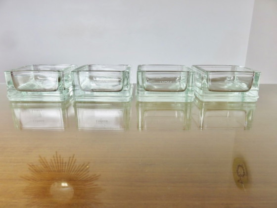 Image 1 of Glass pavé, ashtray, signed lumax, 4 available, Le Corbusier, Perriand, Adnet, 50's