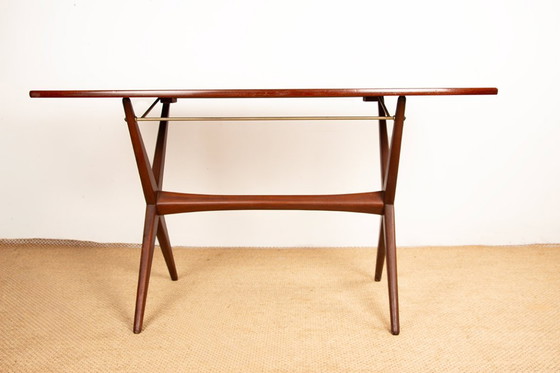 Image 1 of Tavolo scandinavo vintage, alto e basso, in teak di Frederik Kayser per Gustav Bahus, Norvegia, 1960.