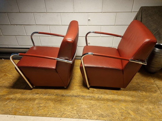 Image 1 of 2x Designer-Sessel Leder/Chrom