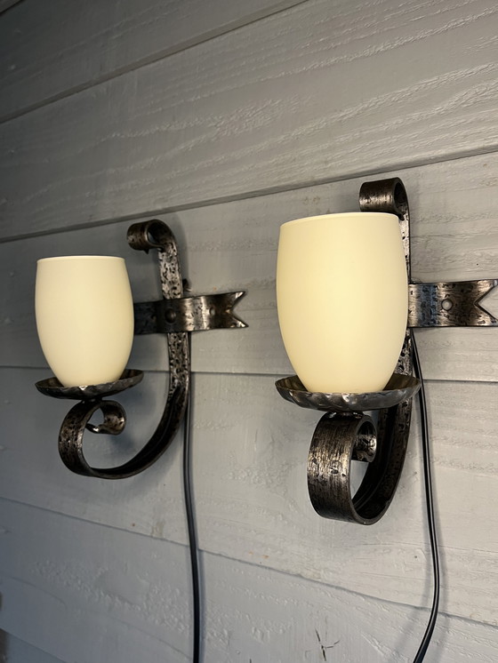 Image 1 of 2 vintage brutalist wall lamps