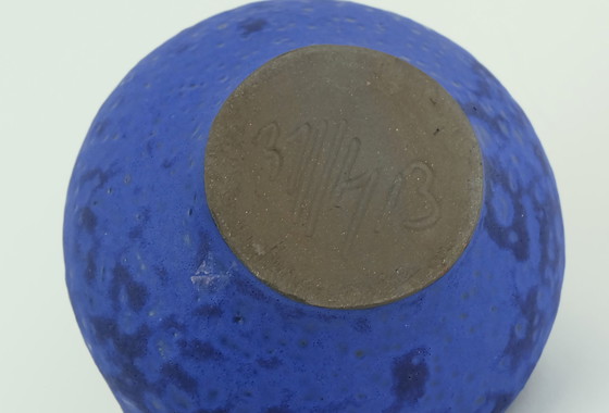 Image 1 of Mid Century Vase Hartwig Heyne Hoy Fat Lava Intense Blue