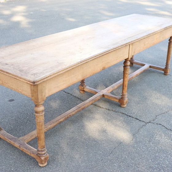 Image 1 of Table de salle à manger de style réfectoire en chêne massif, longueur 274 cm, Italie, début du XXe siècle