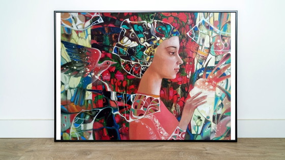Original Oil Painting Abstract Expressionism Symbolism Girl Strawberry Ice Cream – Paintings & Drawings (photo 3 of 9)