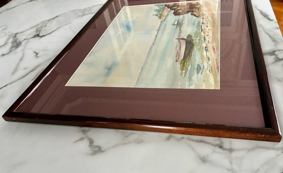 Image 1 of Aquarellgemälde des Golfs von Morbihan, Frankreich, 1989