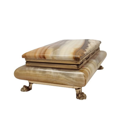 Image 1 of Boîte à bijoux vintage italienne en marbre onyx