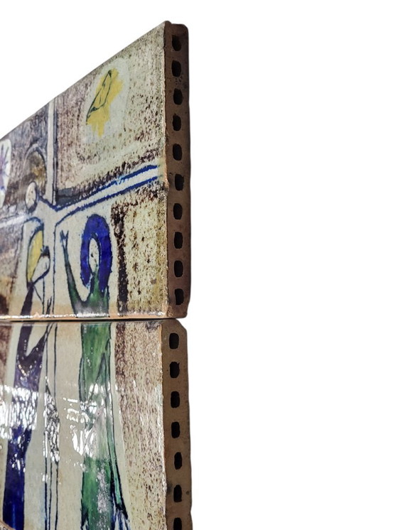 Image 1 of 3 piastrelle artistiche in ceramica 1960