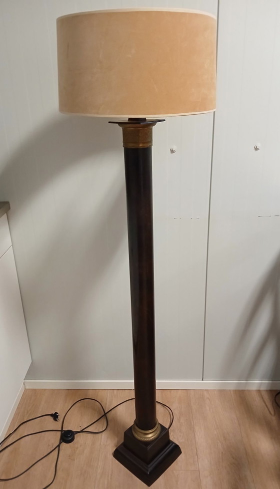 Vintage Herda Holland Floor light, Velvet, Wood, Beige (photo 7 of 10)