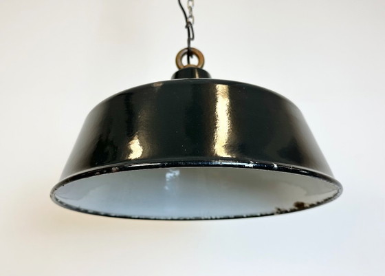 Image 1 of Black Enamel Industrial Pendant Lamp, 1950s