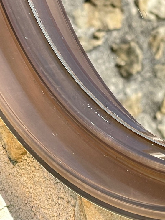 Image 1 of Mid-Century, Vintage, Rond Spiegel van Gerookt Acryl, Jaren 70