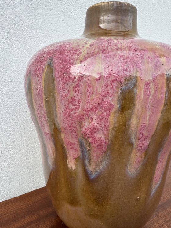 Image 1 of Vaso in gres smaltato rosa Art Déco