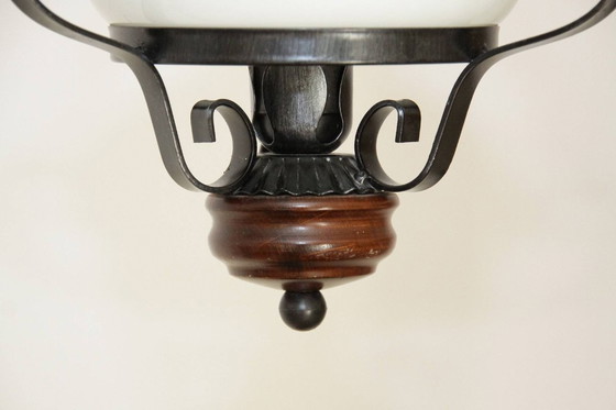 Image 1 of Deckenlampe Hängelampe Petroleum Glasschirm 54-64cm Vintage