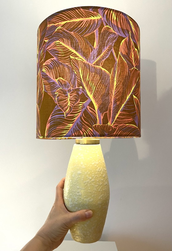 Image 1 of Scheurich table lamp from the 1950s. Upcycled, new shade, cordless.