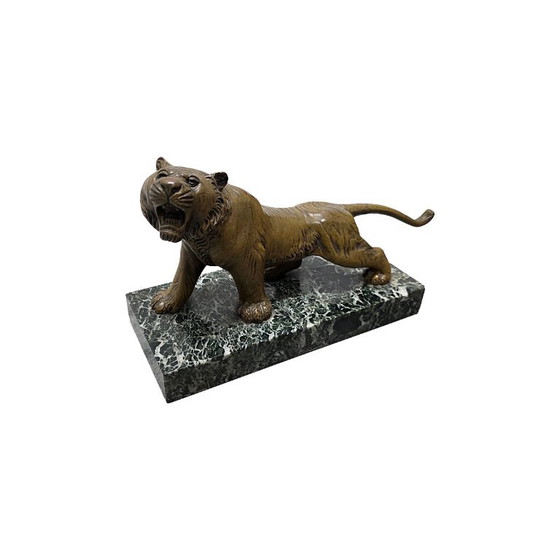 Tigre antica francese in bronzo su base in marmo, fine XIX secolo – Sculture (photo 2 of 7)
