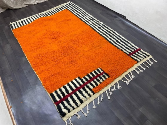 Image 1 of Tappeto in lana arancione fatto a mano, 250 cm x 150 cm