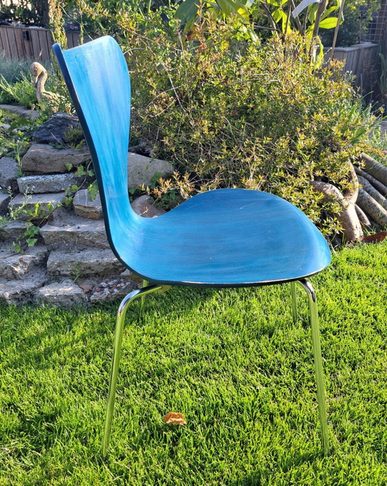 Image 1 of 3 x Vintage Danish design Fritz Hansen butterfly chair petrol blue marked