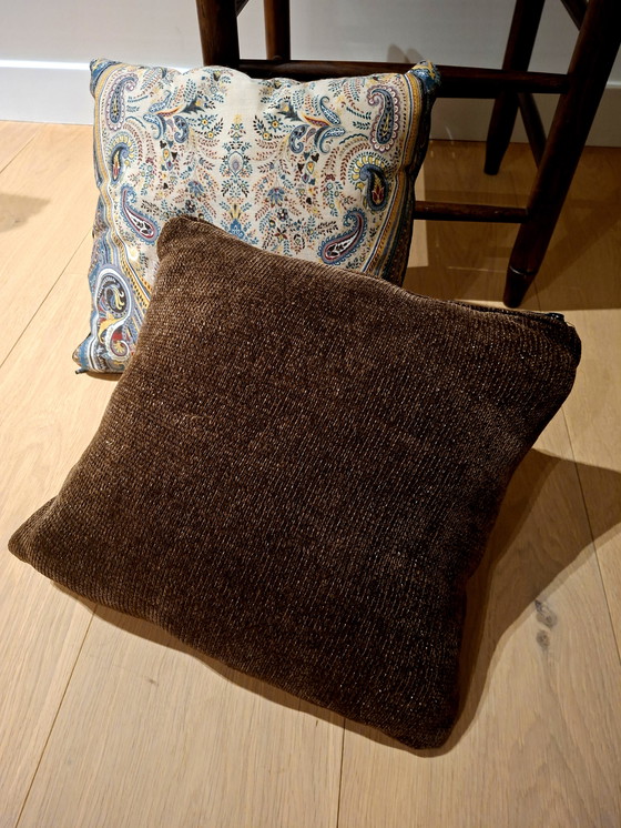 Image 1 of Handmade cushion covers (2x) & 2-in-1 lampshade for table lamp or pendant lamp – Paisley wool – V. Fraas fabric