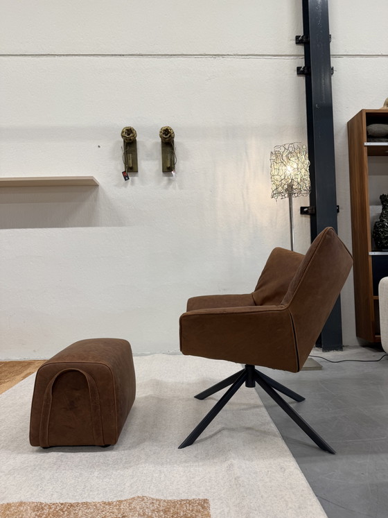 Image 1 of 2 Label van den Berg Gustav swivel armchair Bronco yak leather