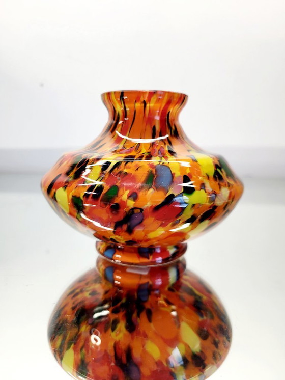 Image 1 of Art Deco spatter vaas, kralik glas, Tsjechië
