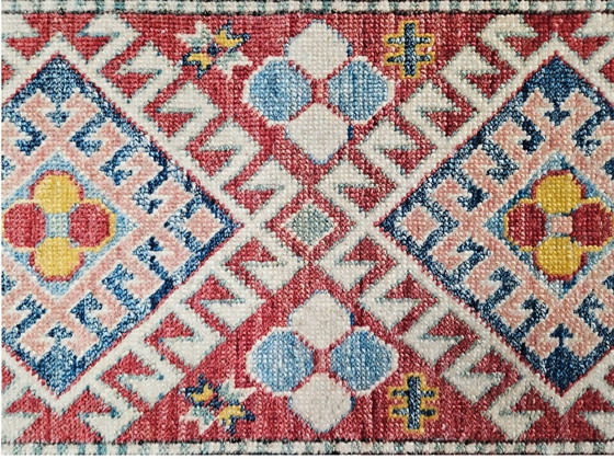 Image 1 of Handgeknoopt oosters wol Kazak tapijt loper Koraal Mint 64x205cm