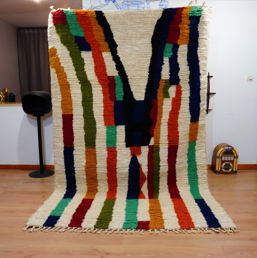 Tapis berbère - 253 cm x 160 cm - laine colorée
