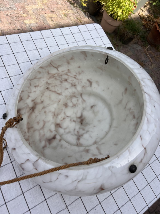 Image 1 of Lampada a sospensione in stile Art Déco in marmo bianco grigio