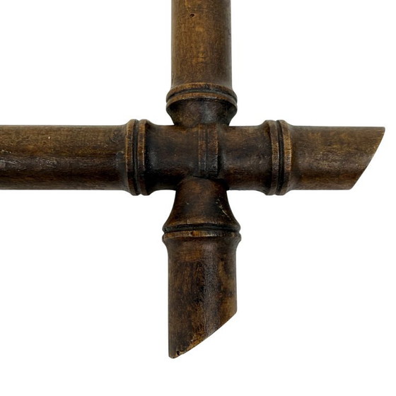 Image 1 of Vintage Spiegel in Faux Bamboe Stijl – Houten Decoratieve Wandspiegel