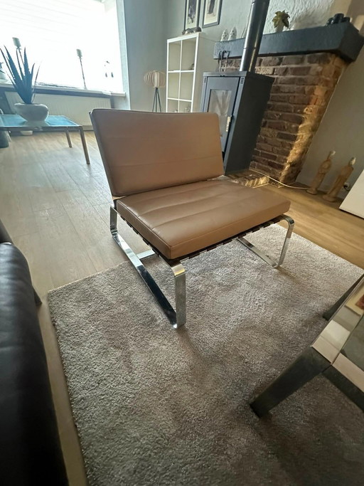 Minotti Delaunay Fauteuil Leren Beige Vintage – kuipstoelen, Leather