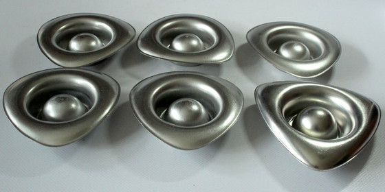 Image 1 of Portauovo di metà secolo in acciaio inox 6 pezzi triangolari vintage
