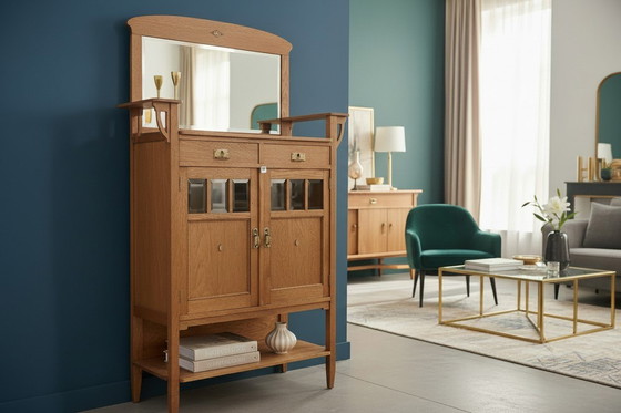 Image 1 of antique Art Nouveau cabinet with mirror