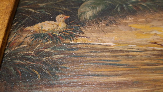 Image 1 of Topstuk: Authentieke Jan Hendrik Verburgh – "Familie Eenden" – Monumentale 19e-eeuwse Biggs & Sons Lijst