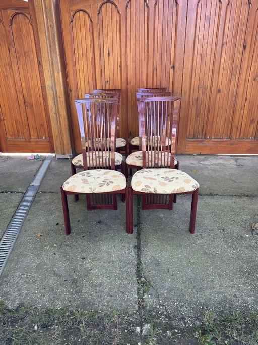 Lacquer and Fabric Dining Chairs by Pietro Costantini, 1980, Set of 6