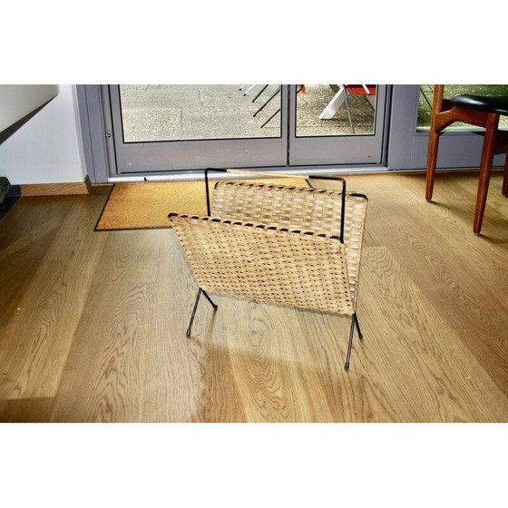 Image 1 of Basket stool in steel and wicker by Franco Legler