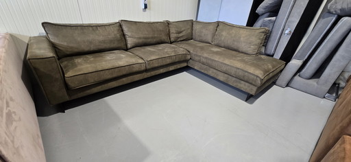 Armeegrünes Mikrofaser-Ecksofa Pronto