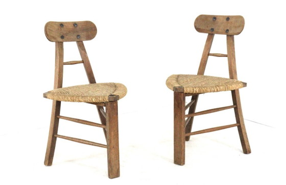 Image 1 of Set of 2 brutalist tripod vintage chairs