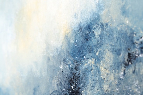 Original Framed Blue Abstract Landscape Painting, Acrylic on Canvas - I Was Looking for This (photo 15 of 19)